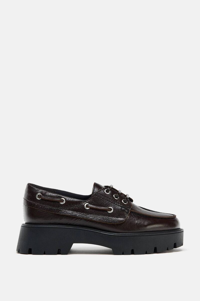 Leather Platform Deck Shoe Loafers, €69.95, Zara Leather Platform Deck Shoe Loafers, €69.95, Zara
