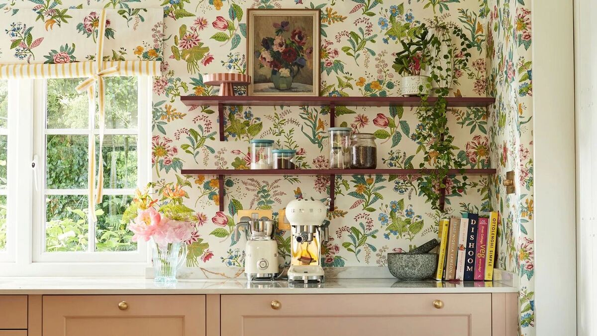 Woodland Floral, Harlequin/Sophie Robinson shown in a Peridot/Ruby/Pearl colourway, 10m from €142, wallpaperdirect.com.