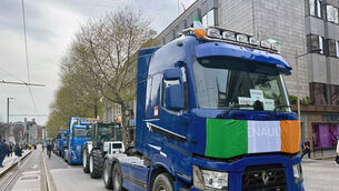 <p>Vehicles taking part in a National Fuel Protest in Dublin. Picture: PA</p> <p>Vehicles taking part in a National Fuel Protest in Dublin. Picture: PA</p>