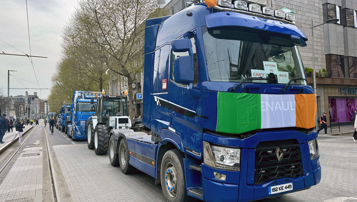 Vehicles taking part in a National Fuel Protest in Dublin. Picture: PA