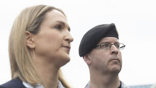<p>Minister for foreign affairs and defence, Helen McEntee (left), and the head of the Irish Naval Service, Commodore Darragh Kirwan (right). The minister has brought forward the acquisition process for primary radar to track aircraft and a range of maritime surveillance equipment to monitor the vulnerable cables off the West Coast. File photo: Sam Boal/Collins Photos</p> <p>Minister for foreign affairs and defence, Helen McEntee (left), and the head of the Irish Naval Service, Commodore Darragh Kirwan (right). The minister has brought forward the acquisition process for primary radar to track aircraft and a range of maritime surveillance equipment to monitor the vulnerable cables off the West Coast. File photo: Sam Boal/Collins Photos</p>