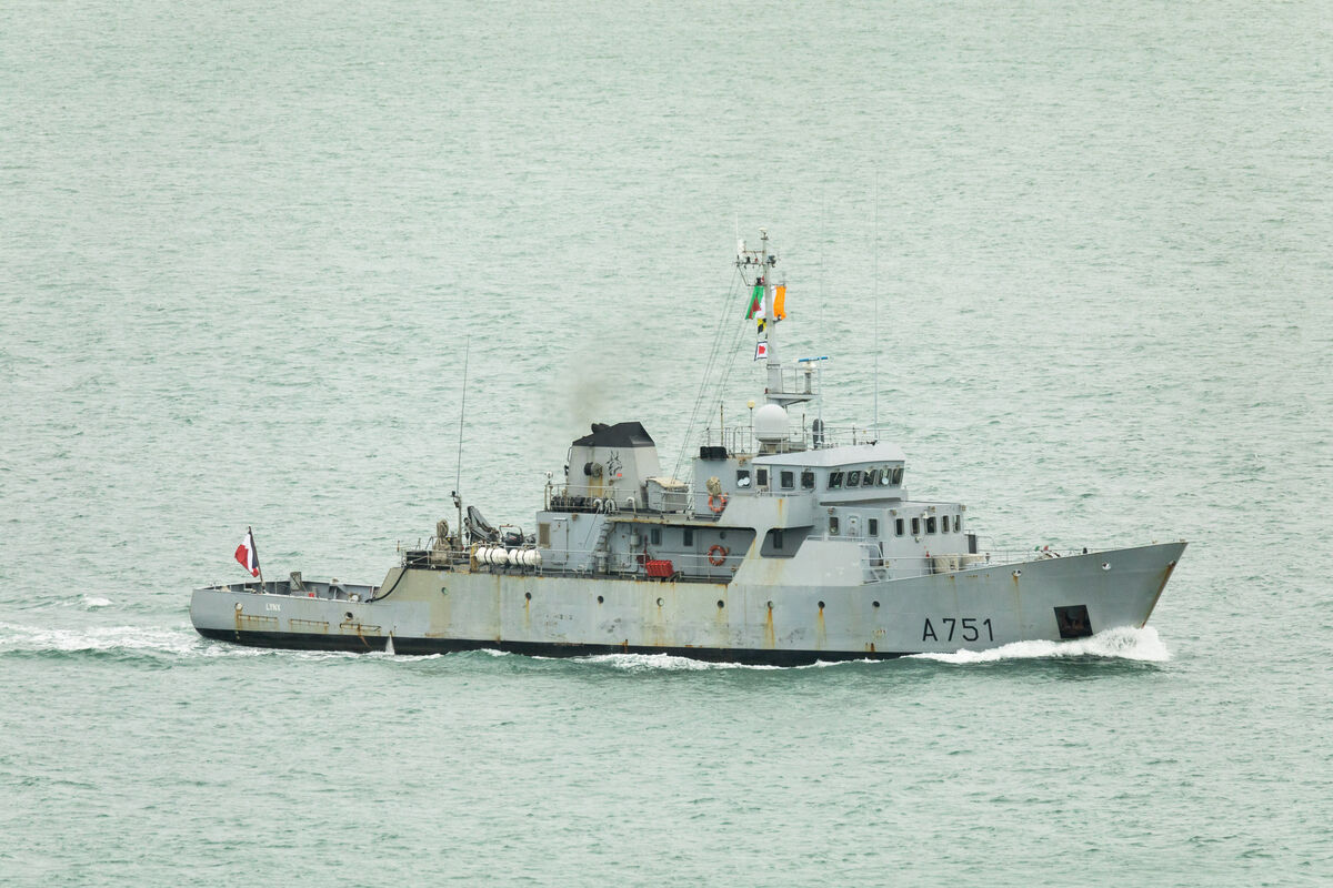 French Navy Léopard‑class training vessel Lynx underway from Cork Harbour last month. Could we link up with the French navy to secure our coastline during Ireland's EU presidency? Picture: David Creedon