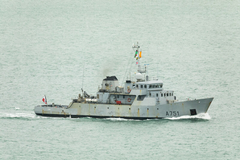 French Navy Léopard‑class training vessel Lynx underway from Cork Harbour last month. Could we link up with the French navy to secure our coastline during Ireland's EU presidency? Picture: David Creedon