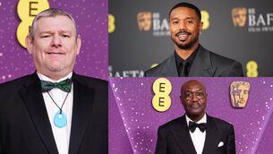 <p>John Davidson, Michael B Jordan, and Delroy Lindo at the Baftas.</p>
