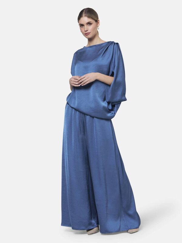 Helen McAlinden SS26 Berna Storm Blue Blouse €265, Imogen Storm Blue Trousers €275 