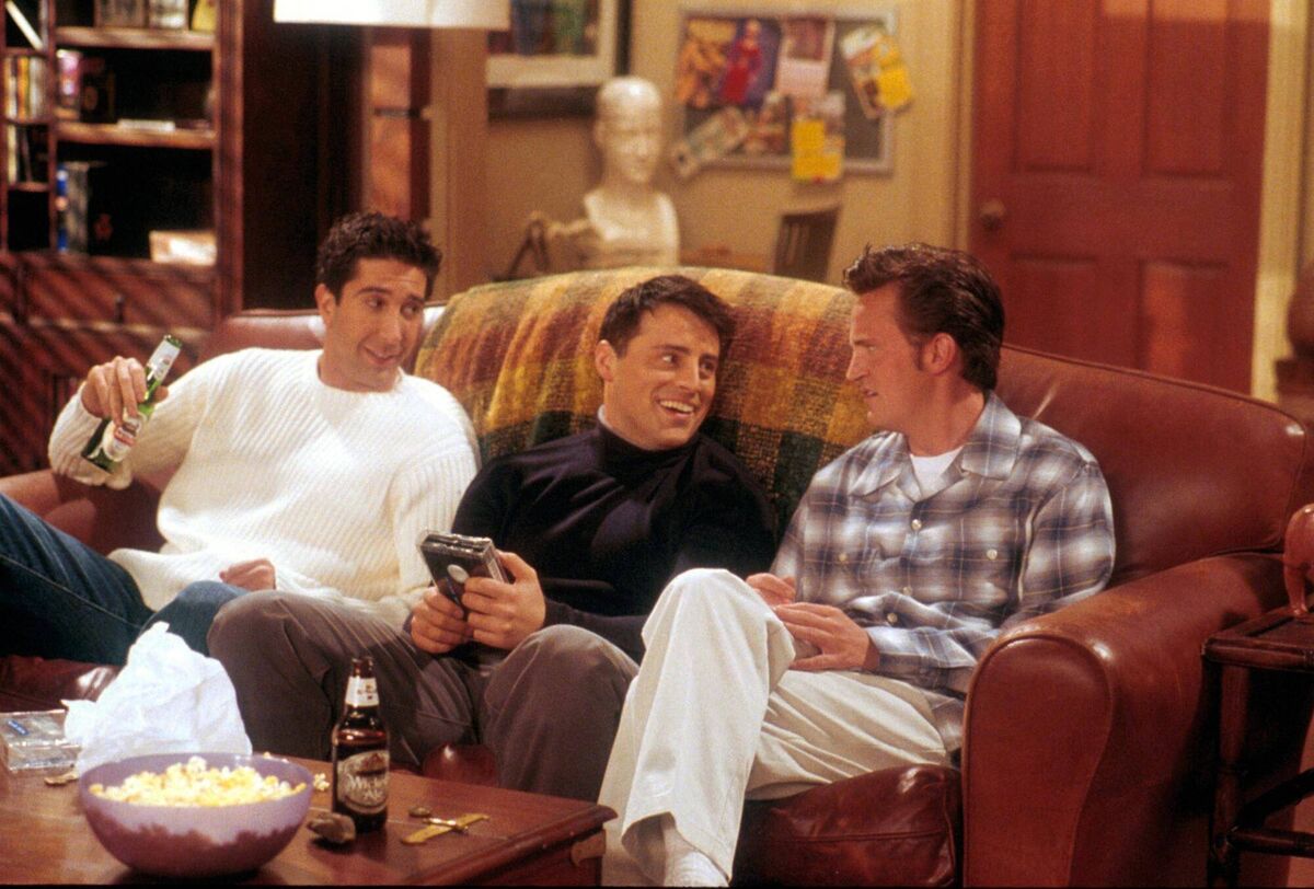 David Schwimmer, as Ross, Matt LeBlanc, as Joey, and Matthew Perry as Chandler Picture: NBC/Newsmakers