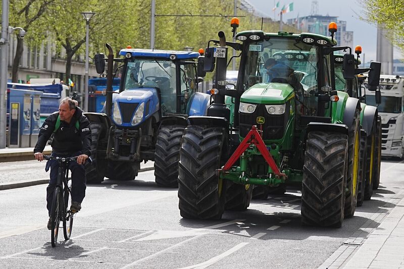 Vehicles parked on O'Connell Street in Dublin as protestors take part on the second day of a National Fuel Protest against rising fuel prices. Picture: Brian Lawless/PA Wire