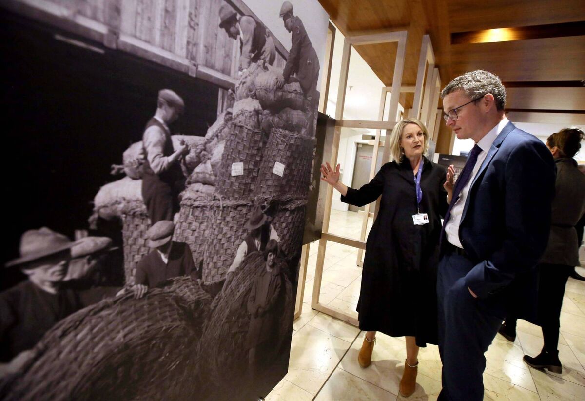 Minister for culture, communications and sport Patrick O’Donovan and National Archives director Orlaith McBride at the launch of a comprehensive public programme of events ahead of the centenary release of data from the 1926 Census. Picture: Mark Stedman