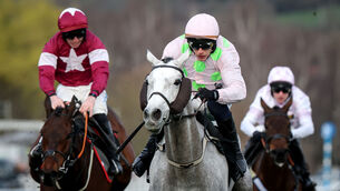 <p>BRIGHT SPARK: Brighterdaysahead, left, chases home Lossiemouth in last month's Champion Hurdle. She bids to go one place better at Aintree on Thursday. 	Picture: Tom Maher/Inpho </p>