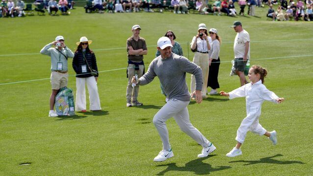 <p>CHAMPIONS RUN: Rory McIlroy runs down the third fairway with his daughter, Poppy, during the Par 3 Contest at the Masters Tournament at Augusta National Golf Club. Pic: Katie Goodale-Imagn Images.</p>