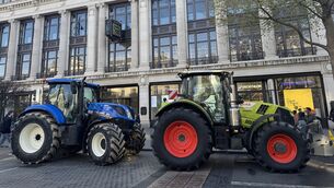 <p>Vehicles take part on the third day of a National Fuel Protest against rising fuel prices in O'Connell St, Dublin. Picture: Bairbre Holmes/PA Wire</p>