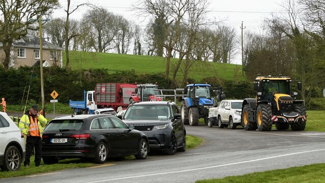 <p>Hauliers outside Whitegate Oil Refinery, Picture: Noel Sweeney</p>