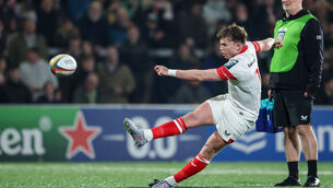 <p>Ulster's Jack Murphy kicks a conversion. Pic: Nick Elliott</p> <p>Ulster's Jack Murphy kicks a conversion. Pic: Nick Elliott</p>