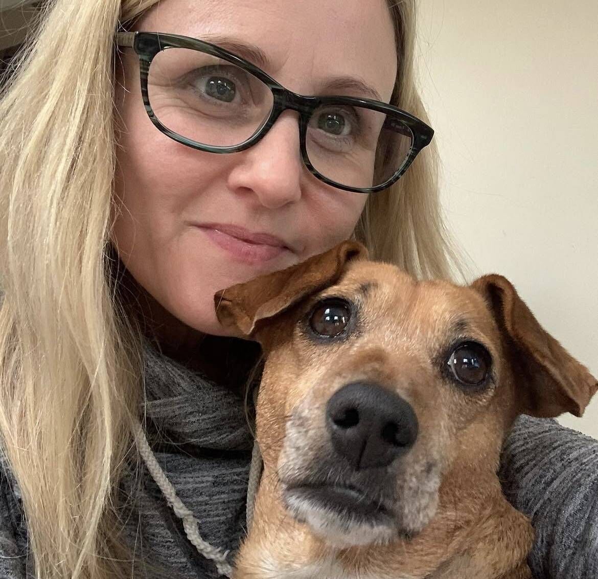 Alison O'Reilly with Mitzi who was around 13 years old when she had to be put down. Picture: Alison O'Reilly