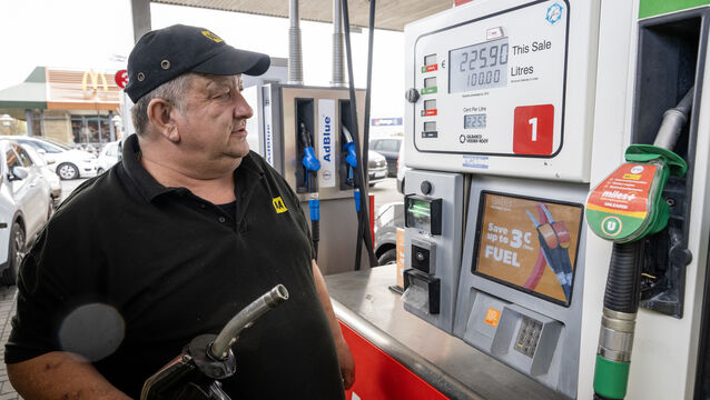 <p>Paudie Murphy from Ballydesmond Cork filled half his tank which took 100l and a cost of €225.90c at Circle K Manot Tralee . Picture: Domnick Walsh</p>