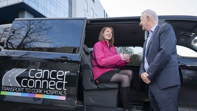 <p>Helen O’ Driscoll, CEO of Cancer Connect with Harry Canning, CEO of Bon Secours Hospital Cork. Since its inception in 2011, the charity has grown to include nine vehicles and more than 300 volunteers. Picture: Gerard McCarthy</p>