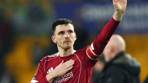 <p>ROBBO: Liverpool's Andy Robertson who will leave Anfield at the end of the season, the Premier League club have announced. Pic: Martin Rickett/PA Wire.</p>