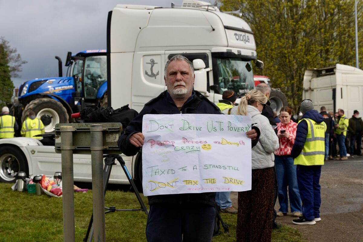 Joe Maloney who joined the protest outside the Irving oil refinery on behalf of his wife who is a bus driver. Picture: Noel Sweeney