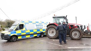 <p> Gardai and members of the Public Order Unit arrive outside the Irving Oil Refinery in Whitegate, Co Cork this morning. Picture: Eamonn Farrell / © RollingNews.ie</p>