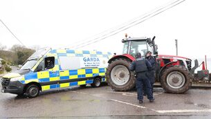 <p> Gardai and members of the Public Order Unit arrive outside the Irving Oil Refinery in Whitegate, Co Cork this morning. Picture: Eamonn Farrell / © RollingNews.ie</p>