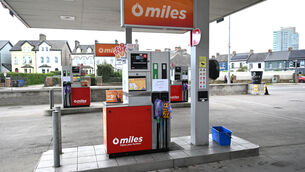 <p>OUT OF STOCK notice from Circle K on the petrol and diesel pumps at Marina Filling Station, Monahan Road, Cork. Picture: Larry Cummins</p>