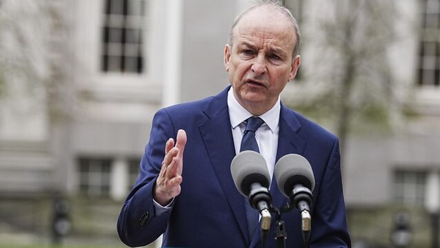 <p>Taoiseach Micheal Martin speaking to the media in The Courtyard at Government Buildings, Dublin ahead of a leaders' meeting on fuel prices. Picture: Brian Lawless/PA Wire</p>
