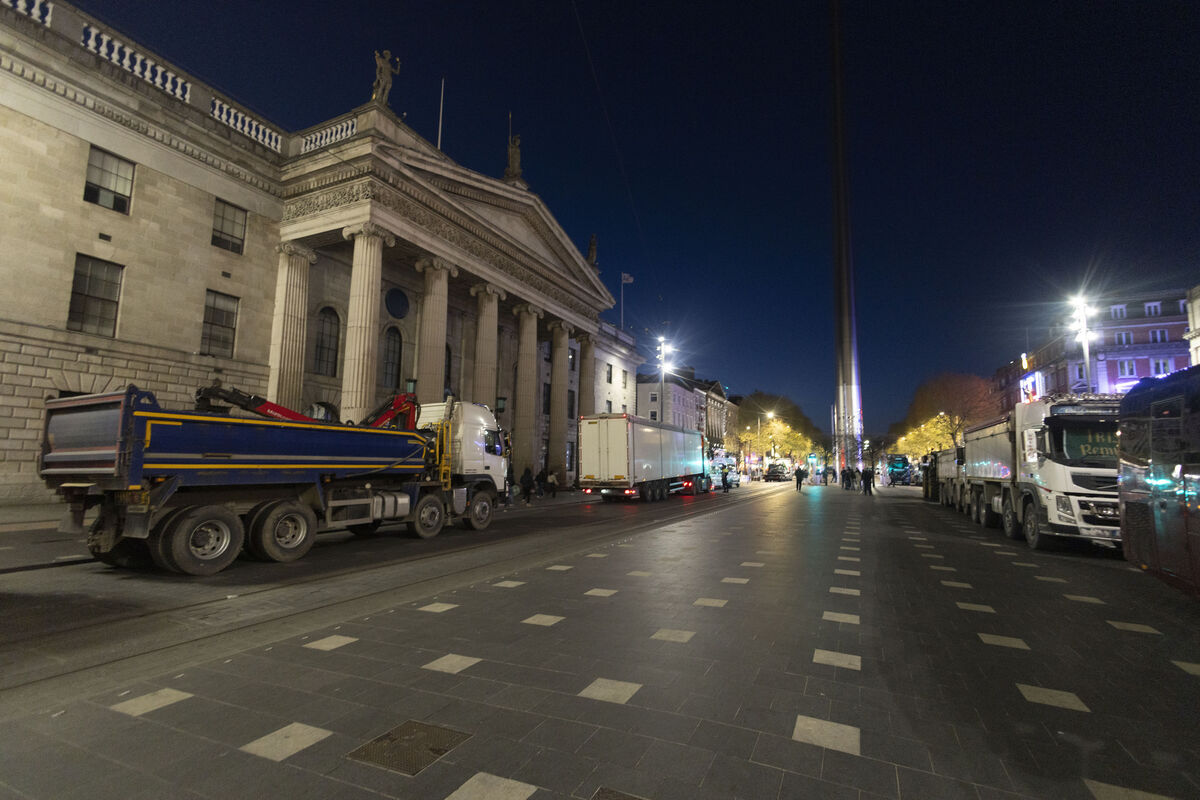 A blockade outside the GPO on Thursday night. Picture: Sam Boal/Collins A blockade outside the GPO on Thursday night. Picture: Sam Boal/Collins
