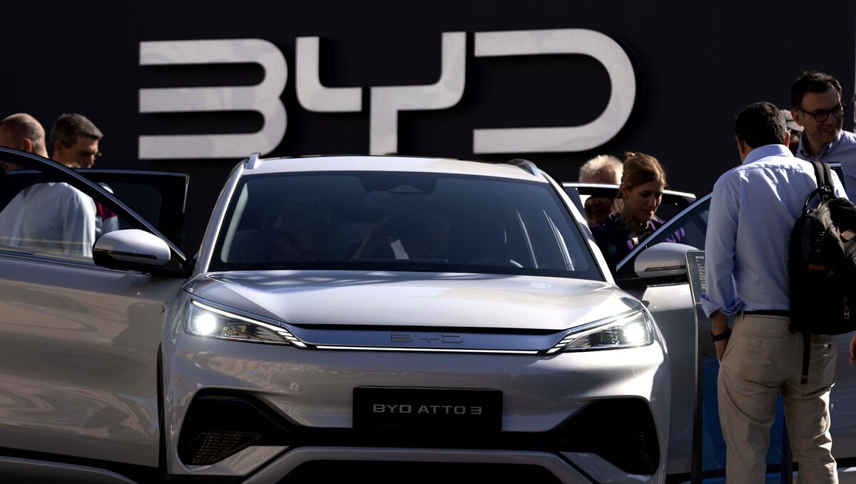 Visitors check the China made BYD ATTO 3 at the IAA motor show in Munich, Germany Picture: Matthias Schrader