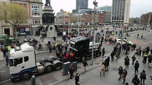 <p>Protesters on O'Connell Street in Dublin, on the fourth day of a National Fuel Protest against rising fuel prices. Picture: Liam McBurney/PA Wire</p> <p>Protesters on O'Connell Street in Dublin, on the fourth day of a National Fuel Protest against rising fuel prices. Picture: Liam McBurney/PA Wire</p>