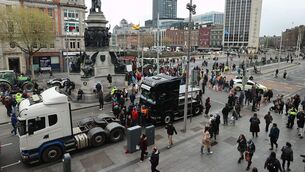 <p>Protesters on O'Connell Street in Dublin, on the fourth day of a National Fuel Protest against rising fuel prices. Picture: Liam McBurney/PA Wire</p> <p>Protesters on O'Connell Street in Dublin, on the fourth day of a National Fuel Protest against rising fuel prices. Picture: Liam McBurney/PA Wire</p>
