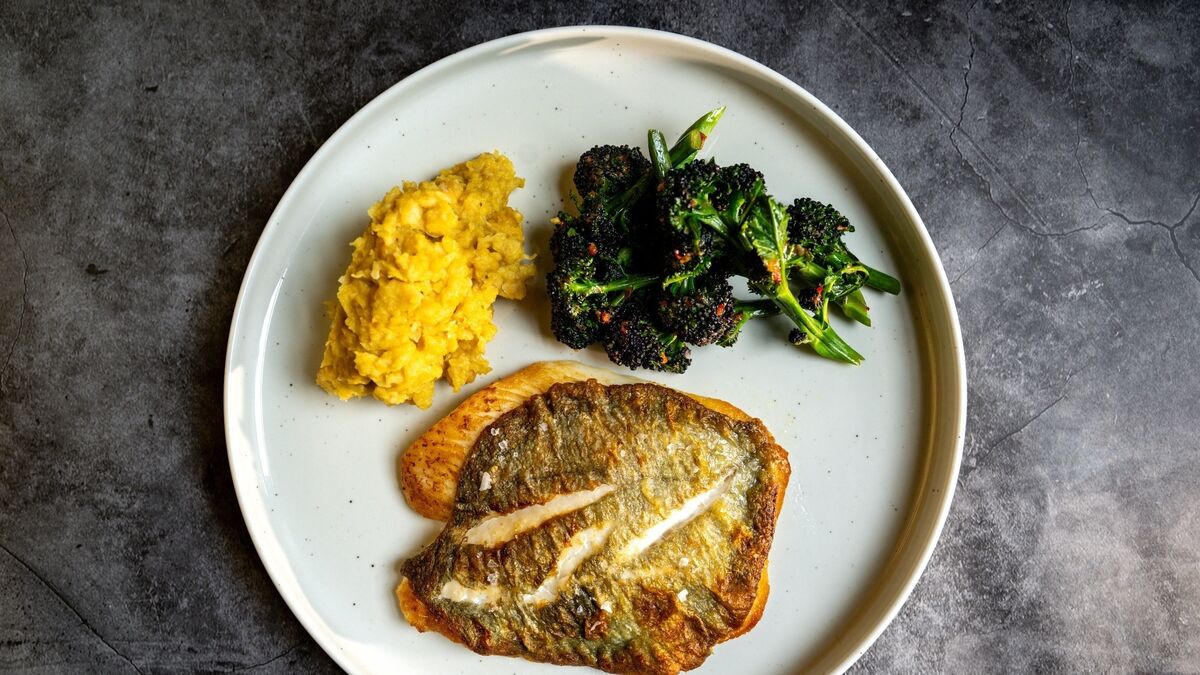 John Dory with crushed chickpeas and sprouting broccoli