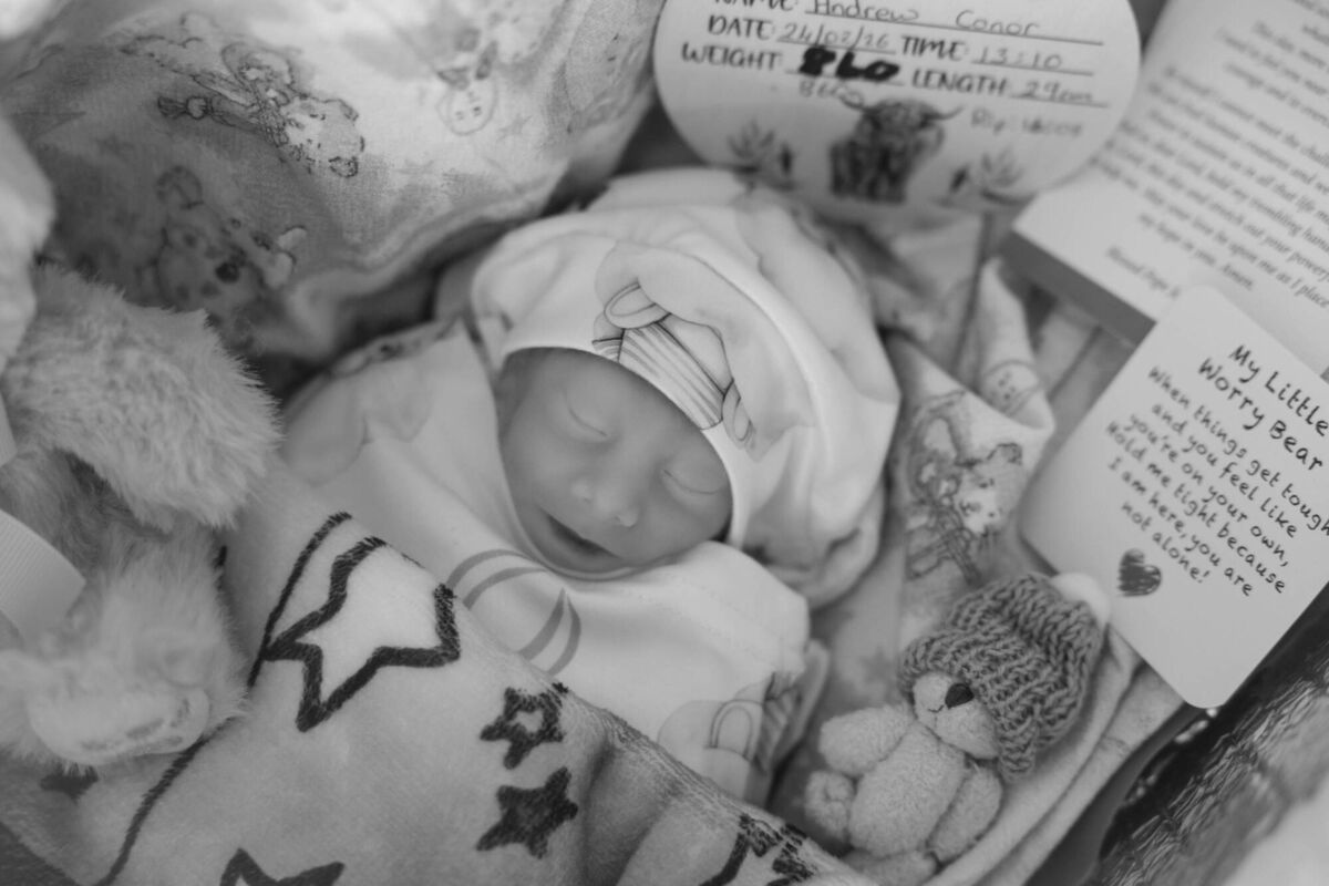 Katie Quilligan and partner Shane's baby Andrew at CUMH after he passed on February 24. Born prematurely, he lived for two hours and 58 minutes. Picture: Michelle McCormack/NILMDTS Ireland.