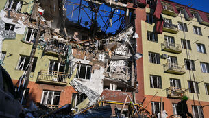 A residential building which was heavily damaged after a Russian strike in Odesa (Michael Shtekel/AP)