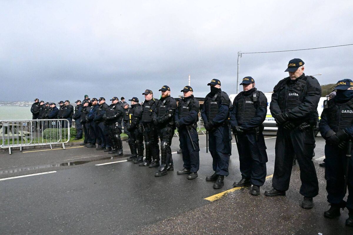 Tense scenes between gardaí and fuel price protesters at Cork's Whitegate oil refinery on Saturday, April 11. Picture: Larry Cummins