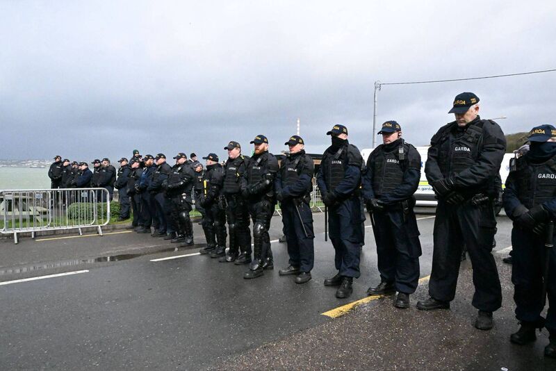 Tense scenes between gardaí and fuel price protesters at Cork's Whitegate oil refinery on Saturday, April 11. Picture: Larry Cummins