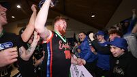 Ronan Cregan leads the celebrations after the game 11/4/2026