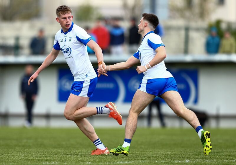 Waterford's Michael O'Brien celebrates with Alan Dunwoody during their side's Munster SFC quarter-final against Tipperary. Pic: ©INPHO