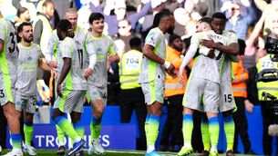 <p>Manchester City's Marc Guehi (right) celebrates scoring their side's second goal. Pic: John Walton/PA Wire.</p> <p>Manchester City's Marc Guehi (right) celebrates scoring their side's second goal. Pic: John Walton/PA Wire.</p>