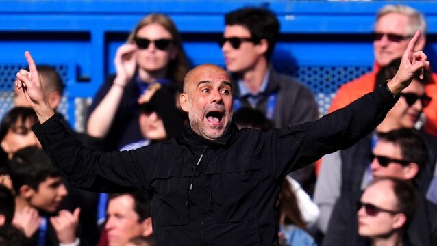 <p>PEP IN STEP: Manchester City manager Pep Guardiola on the touchline. Pic: John Walton/PA Wire.</p>