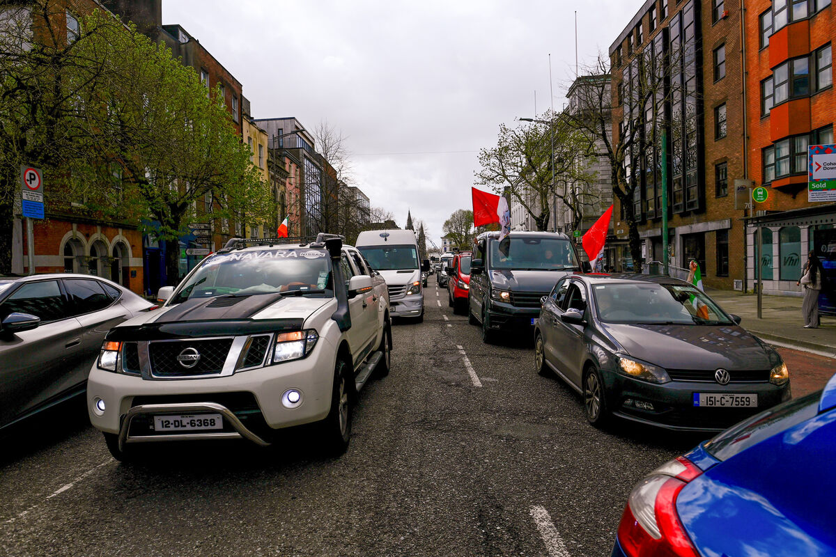 The slow moving protest as it passing the South Mall. Picture by Noel Sweeney