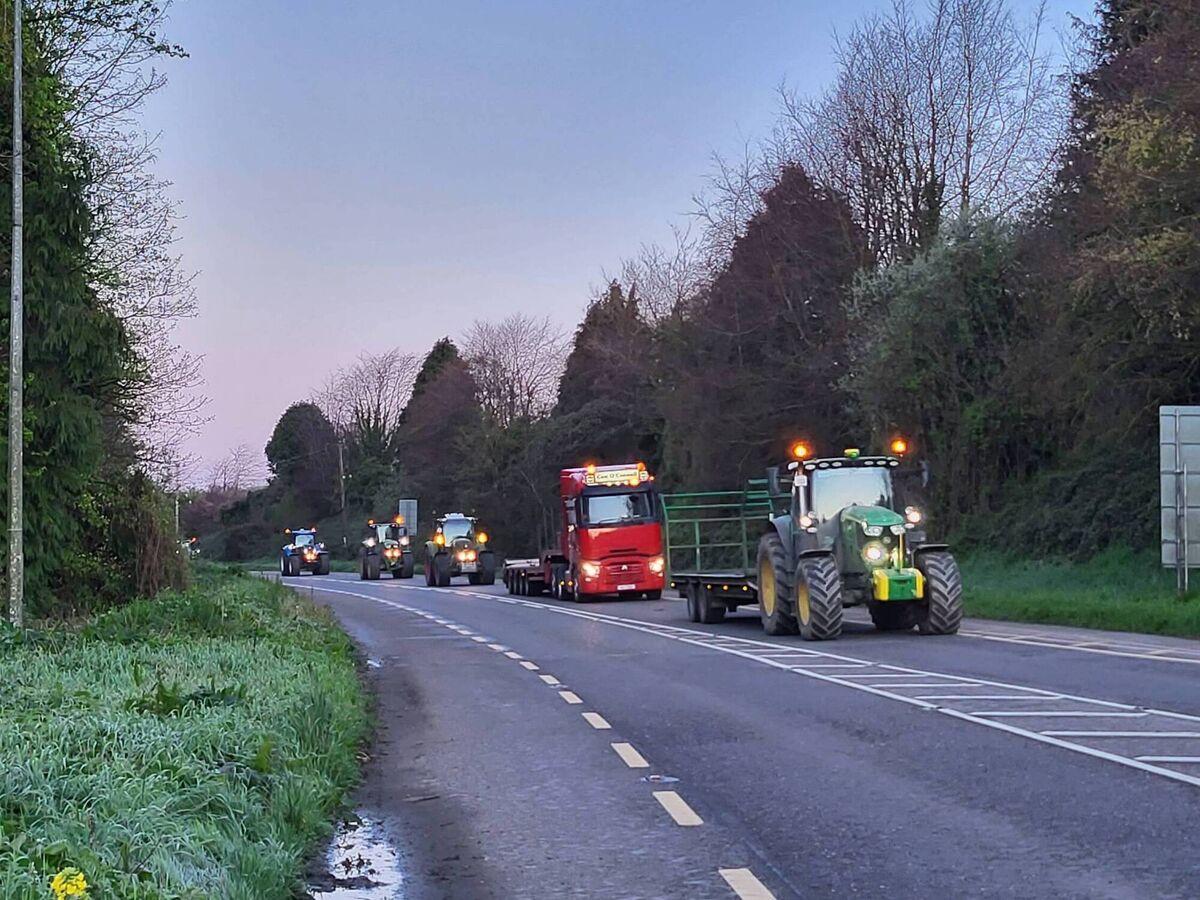 The slow-moving convoy as part of the Carrigaline-Ringaskiddy protest regarding the rising fuel prices.