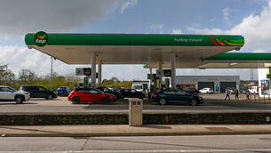 <p>Customers return to the pumps at the daybreak service station on the Ballyhooly Rd after it received a small interim amount of fuel. Picture: Noel Sweeney</p>