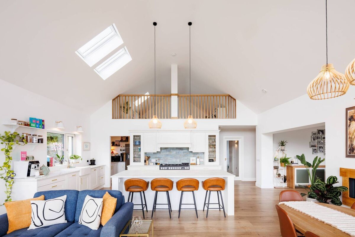 The bright and airy interior of Toni and Fionán's home.