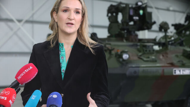 <p> Foreign affairs and defence minister Helen McEntee at Curragh Camp last year. She told RTÉ 'things at senior level can be improved' when asked if justice minister Jim O'Callaghan had consulted with her before expressing his intention to request Defence Forces assistance amid the fuel price protests. File picture: Eamonn Farrell/RollingNrews</p>