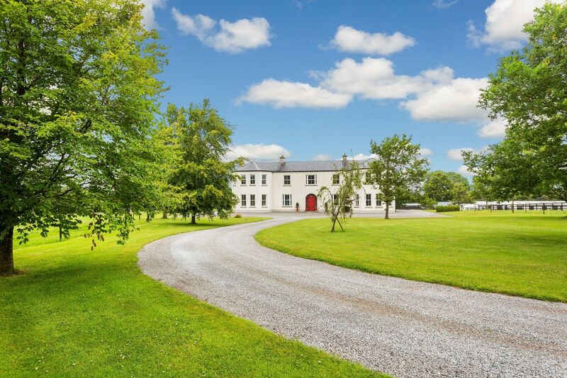 The drive and large country house at Collegelands Stud, Co Meath.