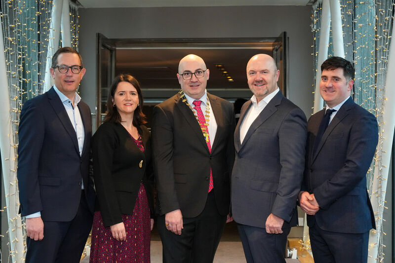 Speakers and guests at the Cork Chamber Business Breakfast in the Clayton Hotel on Tuesday morning, from left, Conor Healy Cork Chamber CEO, Karen O’Donoghue Irish Examiner MD, Cork Chamber President Rob Horgan, main speaker David Kelly, Chief Executive, Gas Networks Ireland and Shane O’Connor from event sponsor RDJ. Picture by Noel Sweeney
