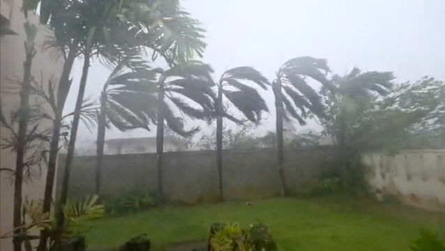High winds during the super typhoon on the island of Saipan (Glen Hunter via AP)