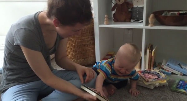 This baby bawls every time a storybook ends