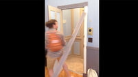 VIDEO: Guys breaks Seinfeld set trying to recreate Kramer entrance
