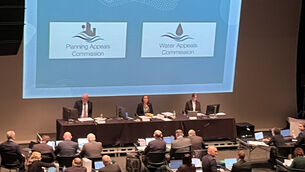 <p>The public inquiry taking place at the Strule Arts Centre in Omagh (Claudia Savage/PA)</p>